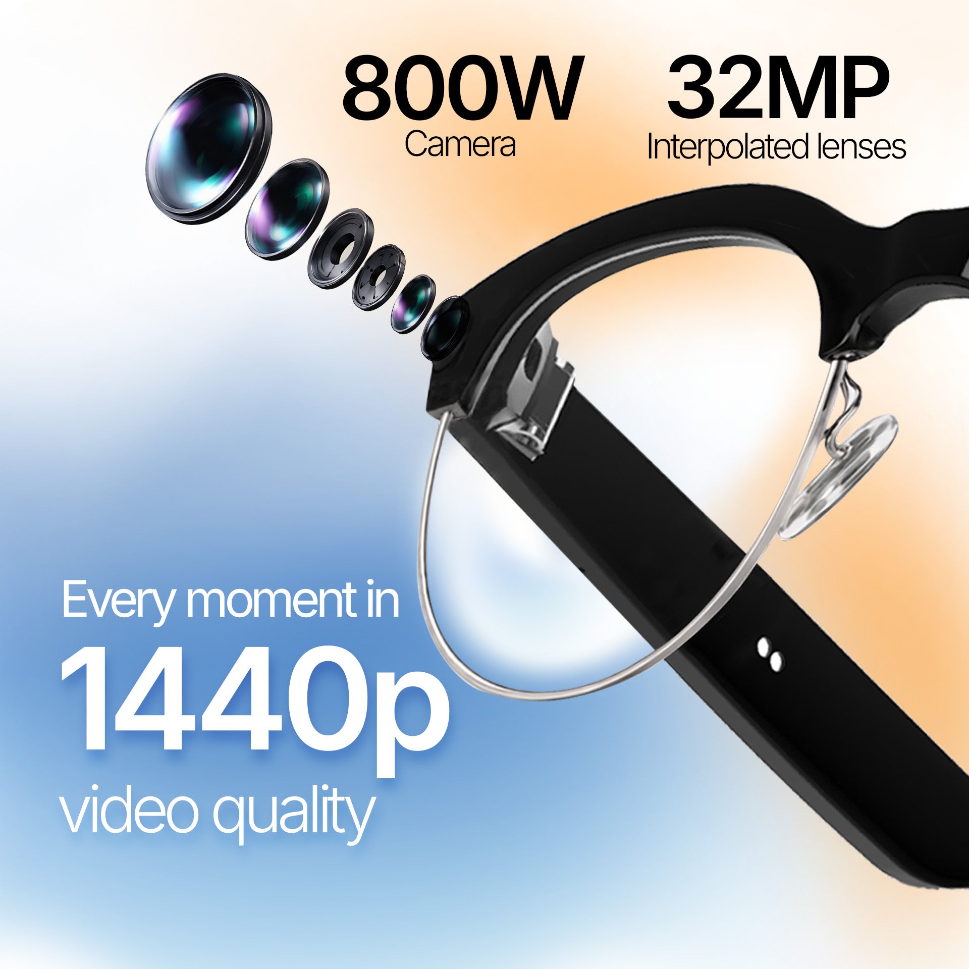 AI Smart Glasses 32MP, 4GB, Open-Ear Audio – SG-V03H